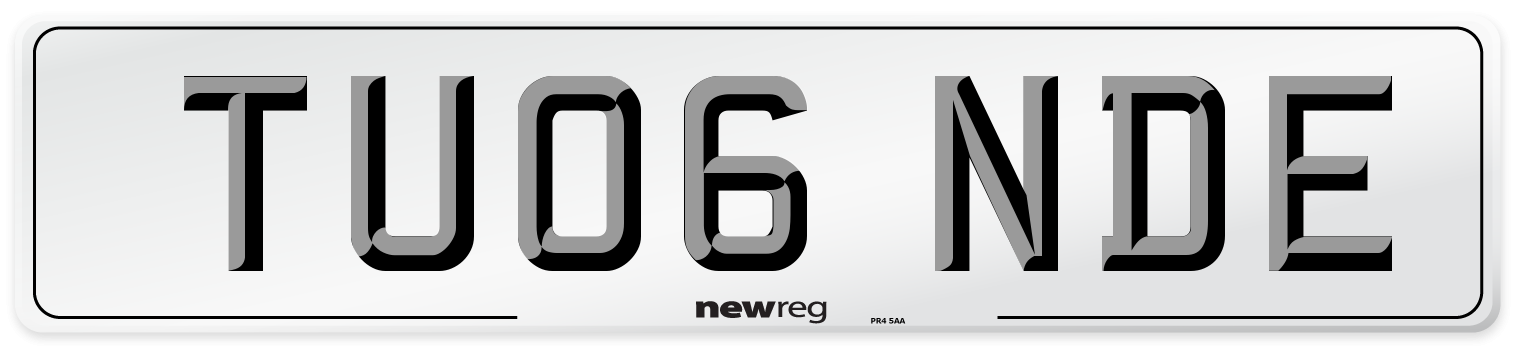 TU06 NDE Number Plate from New Reg